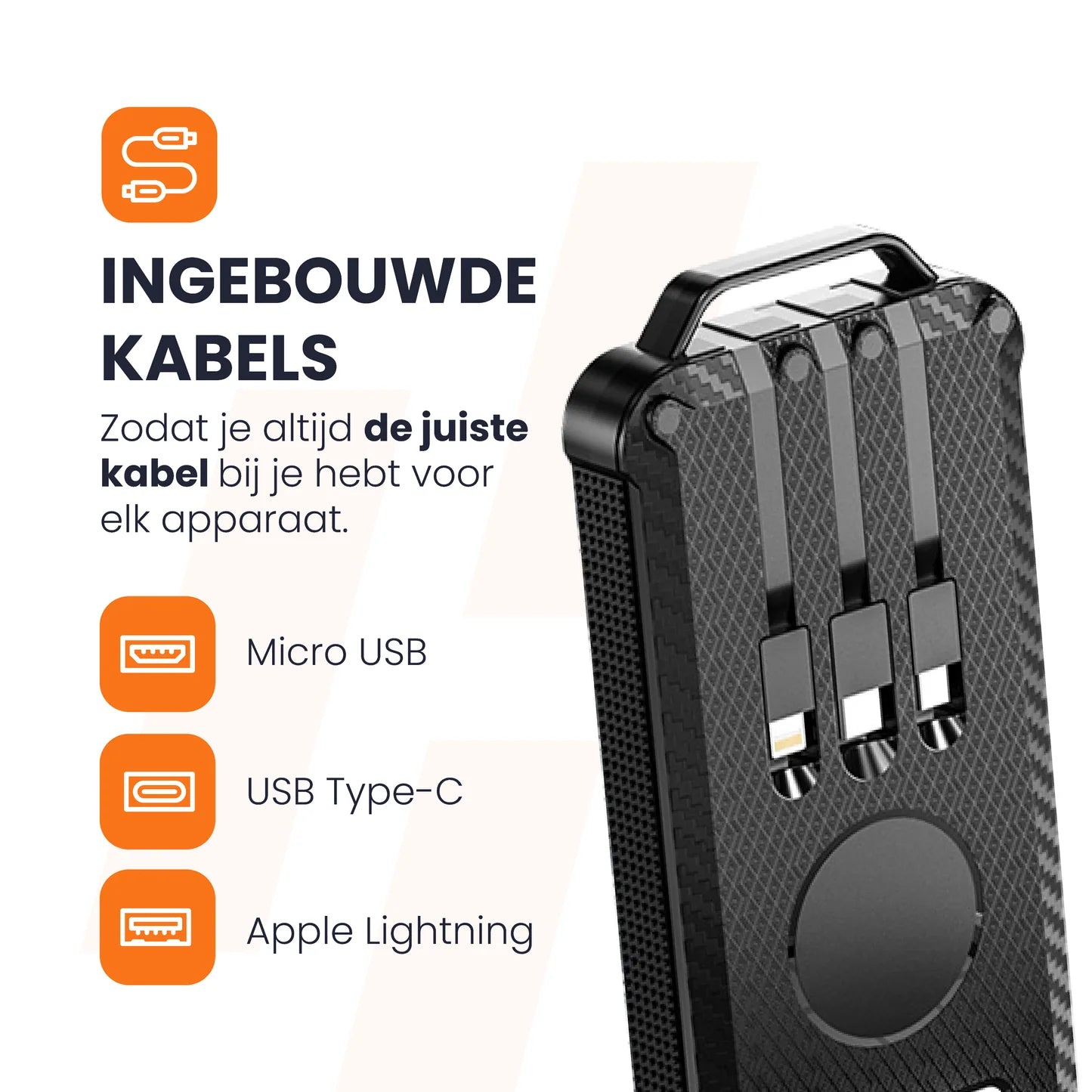 Solar powerbank pulse ingebouwde kabels