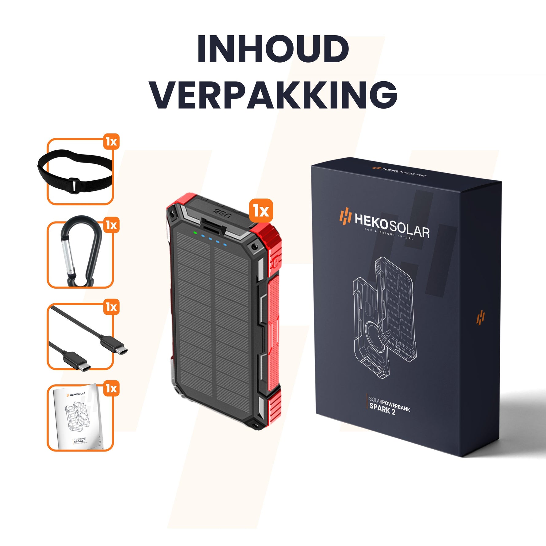 inhoud verpakking heko solar powerbank spark 2