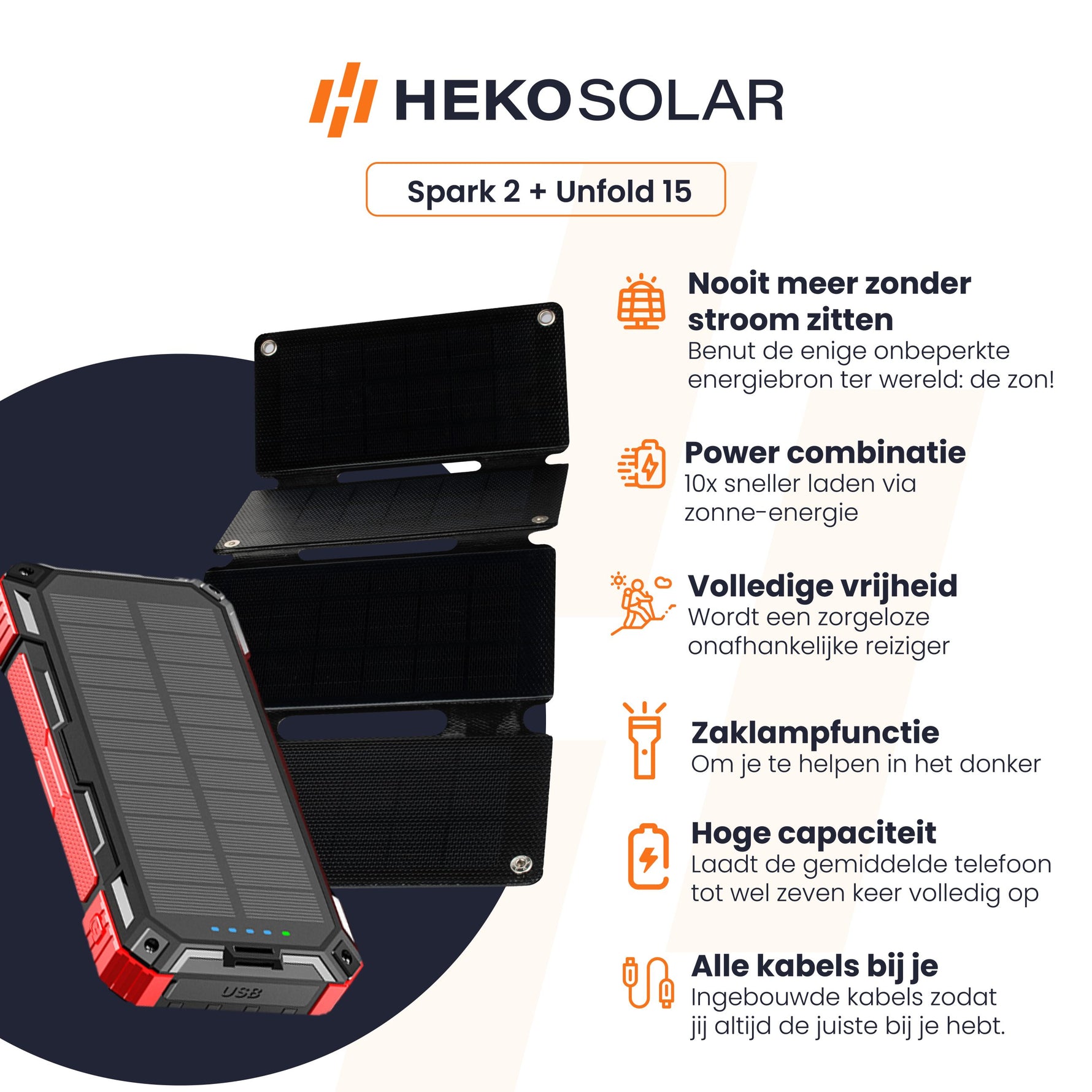 heko solar powerbank spark en unfold 15 solar charger