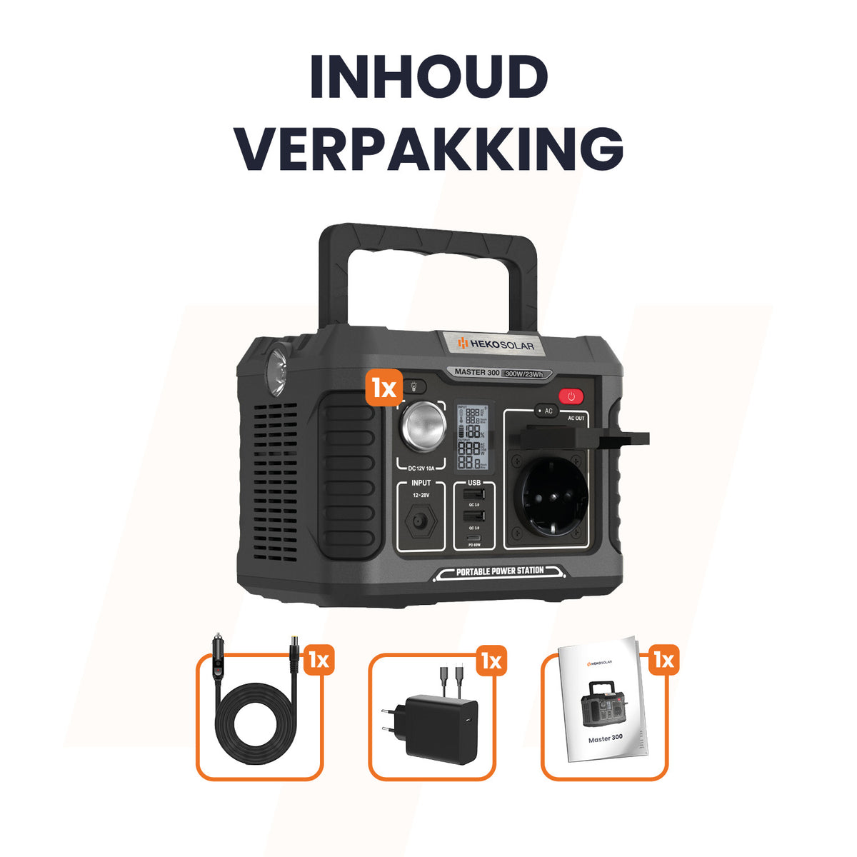 inhoud verpakking heko solar powerstation master 300
