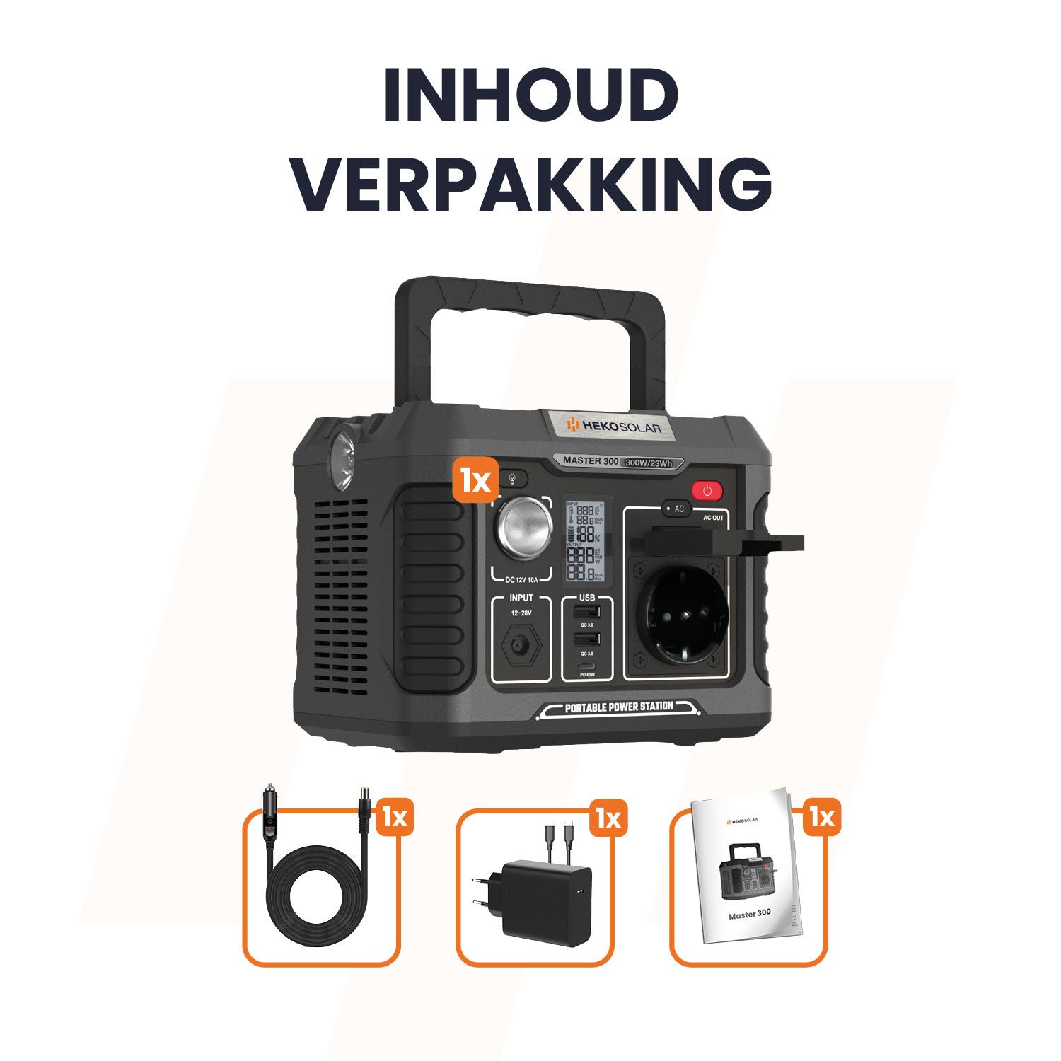 inhoud verpakking heko solar powerstation master 300