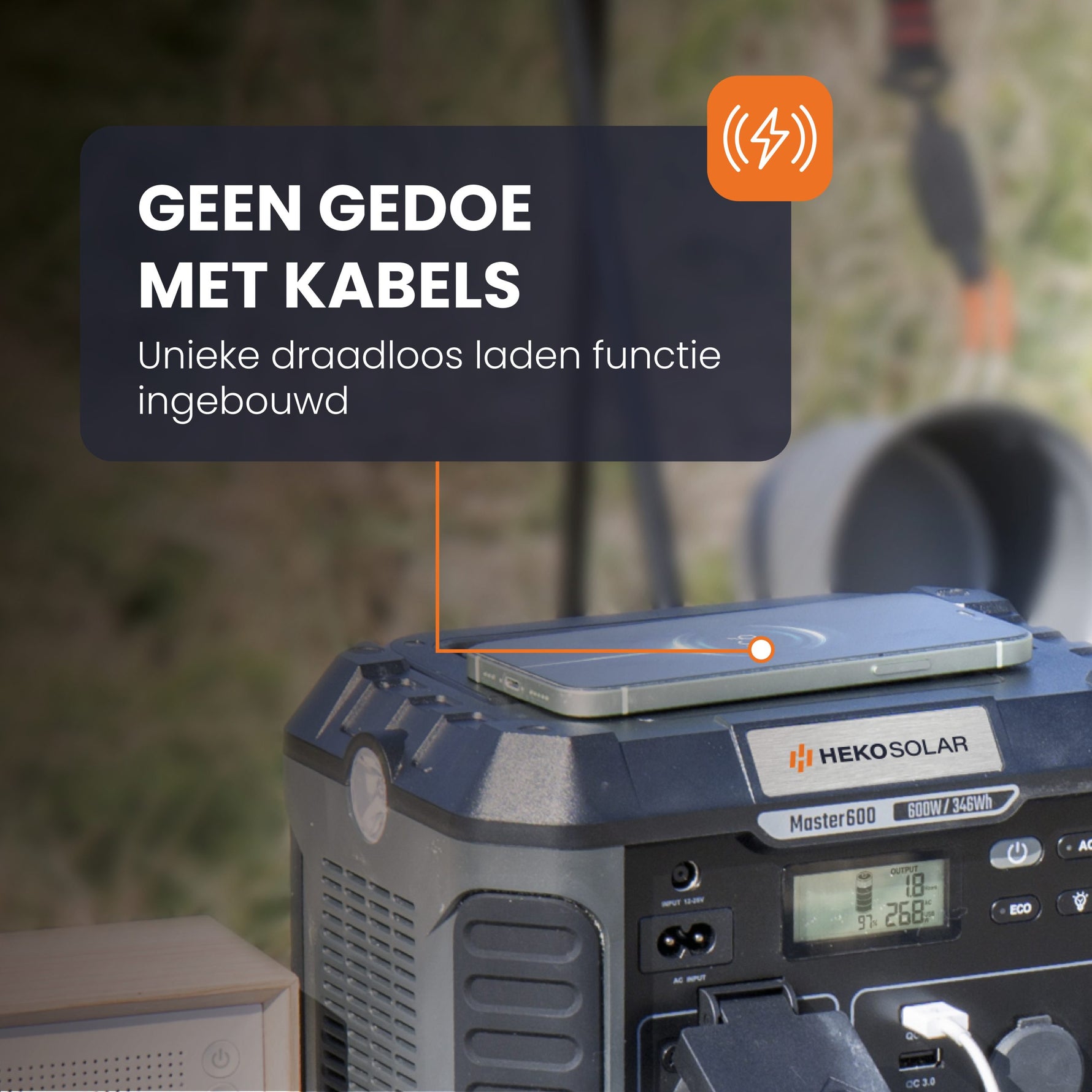 powerstation draadloos laden heko solar