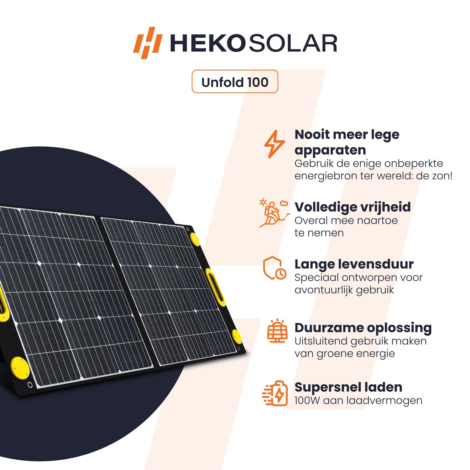 omschrijving heko solar unfold 100 portable solar panel en solar charger draagbaar zonnepaneel