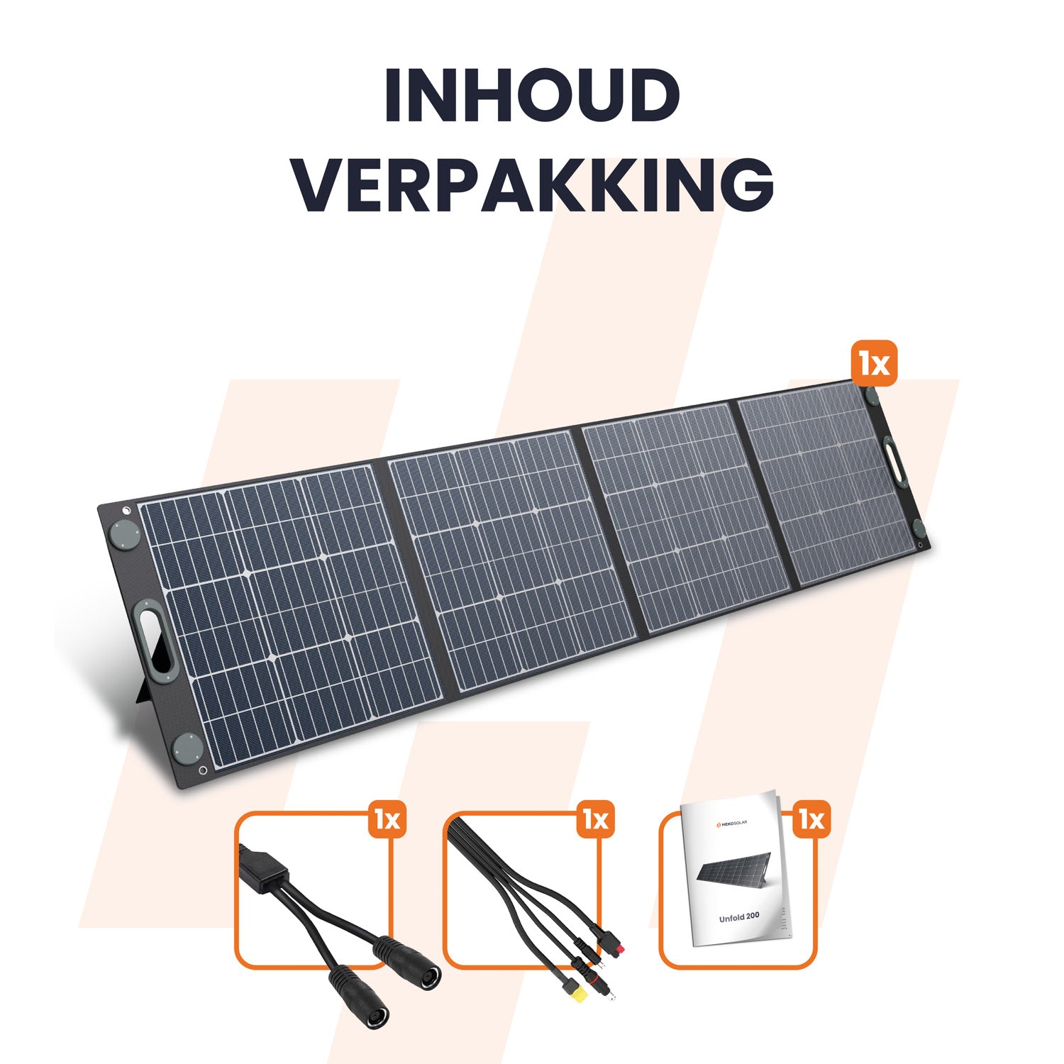 inhoud verpakking heko solar unfold 200 portable solar panel en solar charger draagbaar zonnepaneel