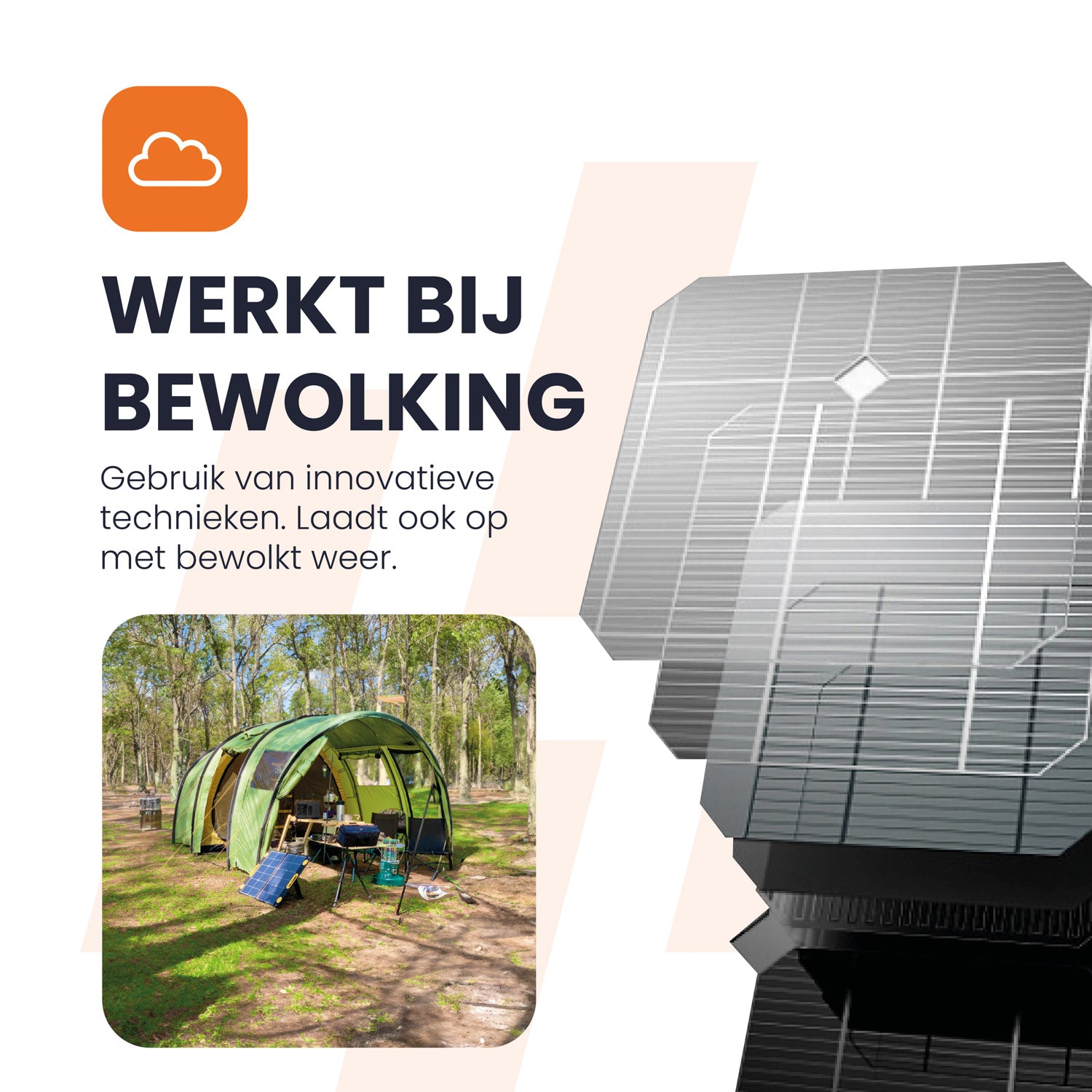 opladen bij bewolking met zonnepaneel