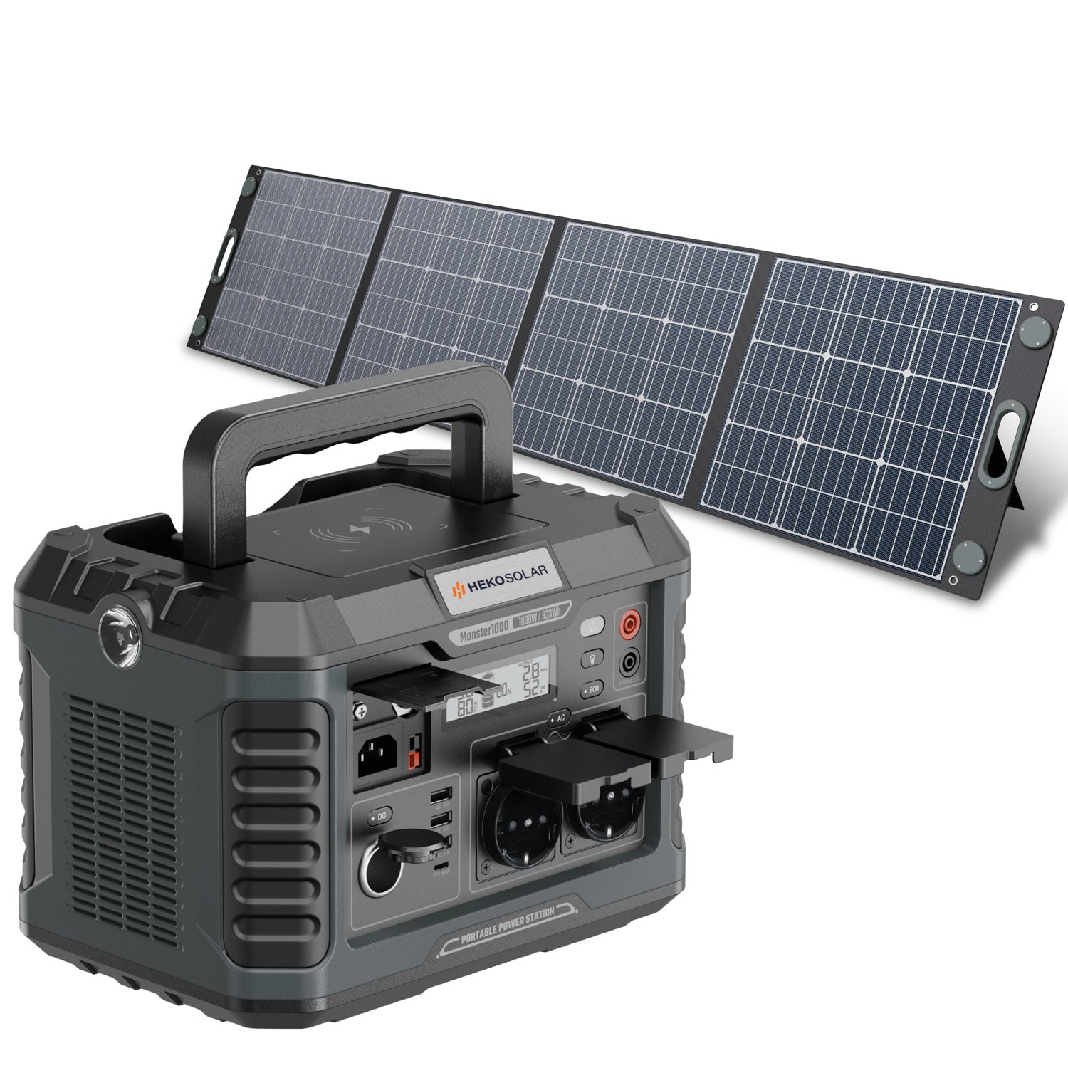 powerstation en portable solar panel master 1000 en unfold 200