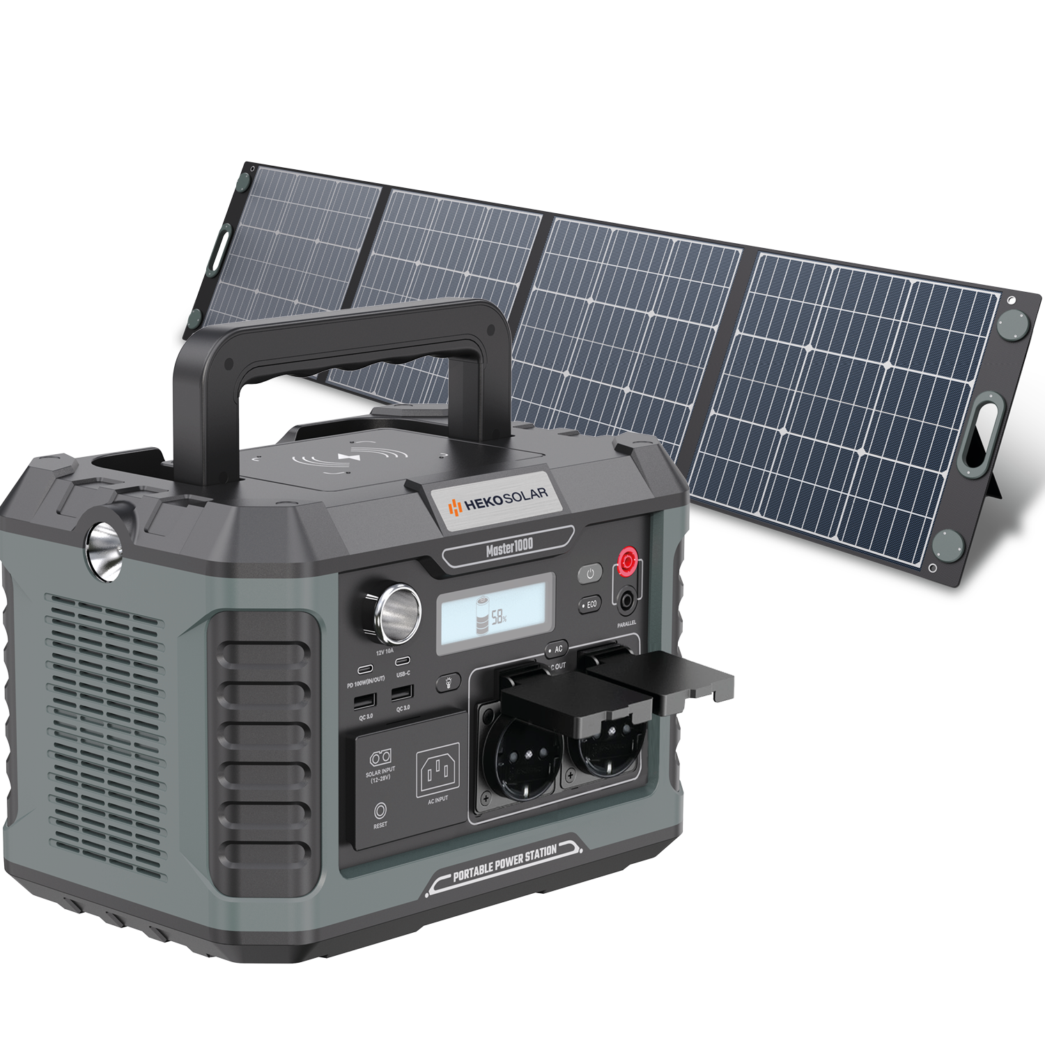 Powerstation Master 1000 V2 + Portable Solar Panel Unfold 200