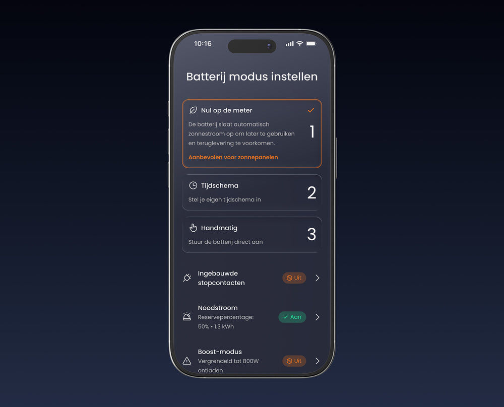 Batterijmodus instellen