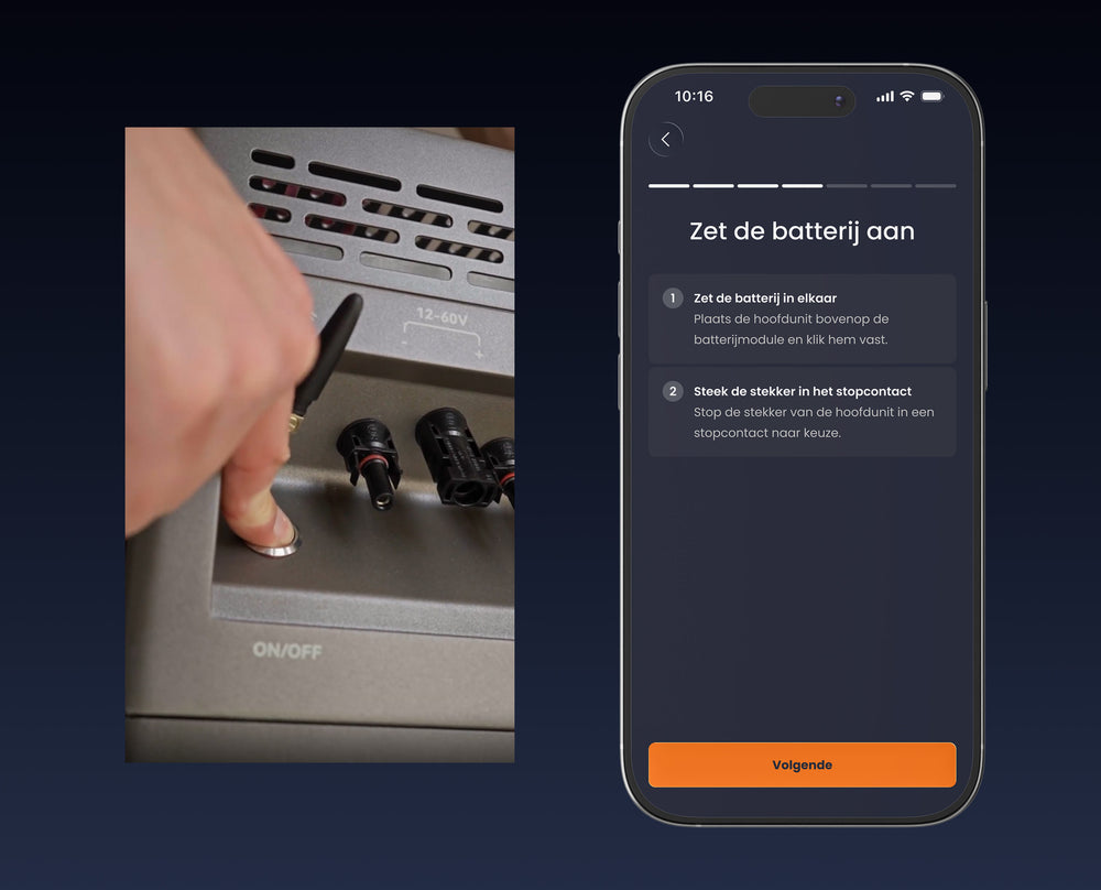 Zet de batterij aan