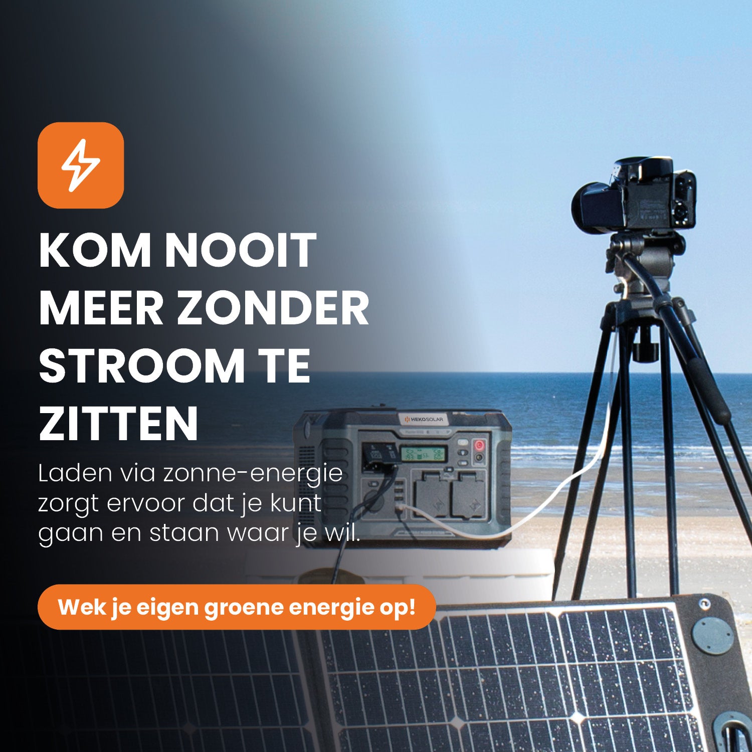 nooit meer zonder stroom heko solar master 1000 watt powerstation en heko solar unfold 200 watt draagbaar zonnepaneel