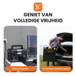 overal mee naartoe te nemen heko solar master 1000 watt powerstation en heko solar unfold 200 watt draagbaar zonnepaneel