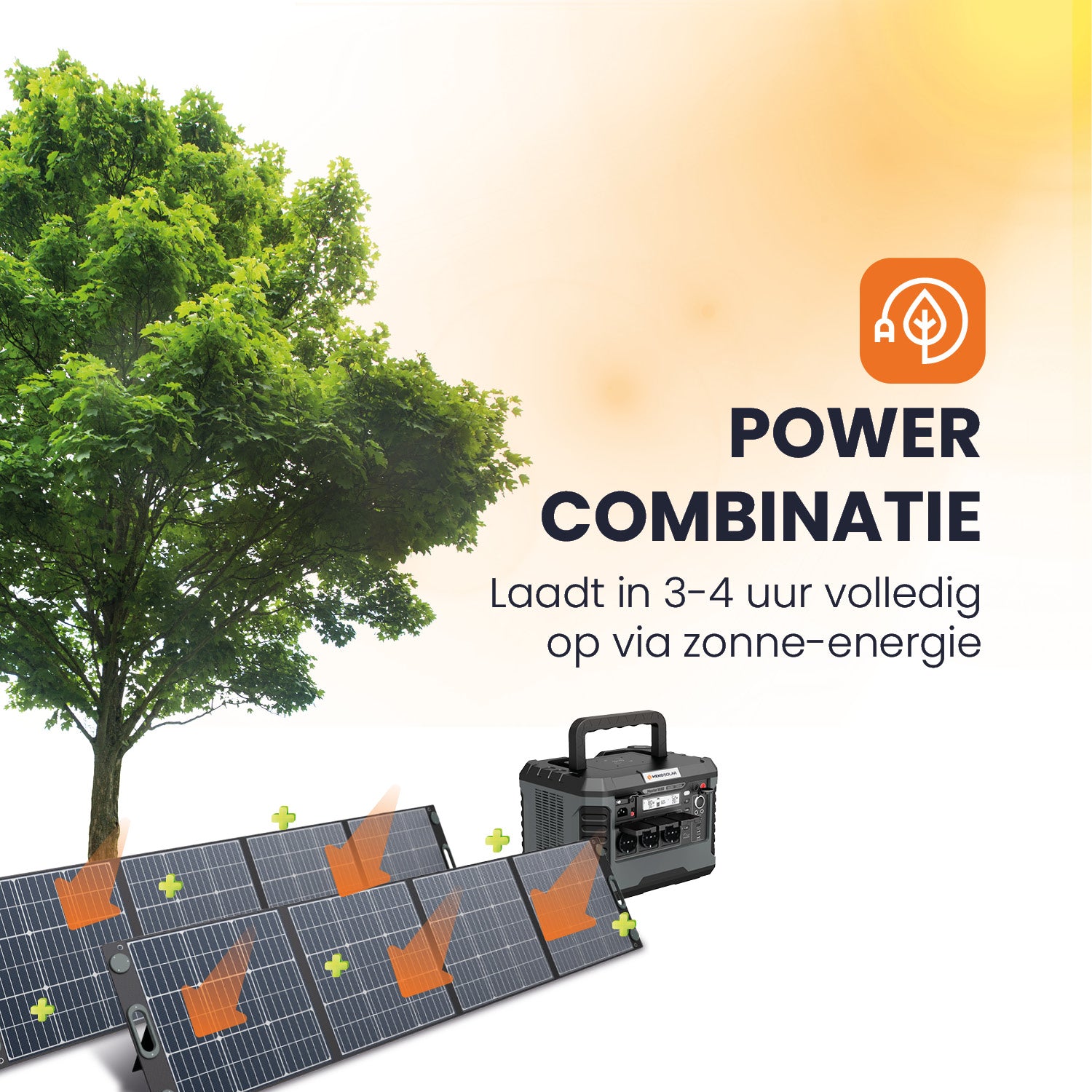 powerstation met zonnepaneel combinatie heko solar master 1800 watt powerstation en heko solar unfold 400 watt draagbaar zonnepaneel