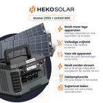 omschrijving heko solar master 2200 watt powerstation en heko solar unfold 400 watt draagbaar zonnepaneel
